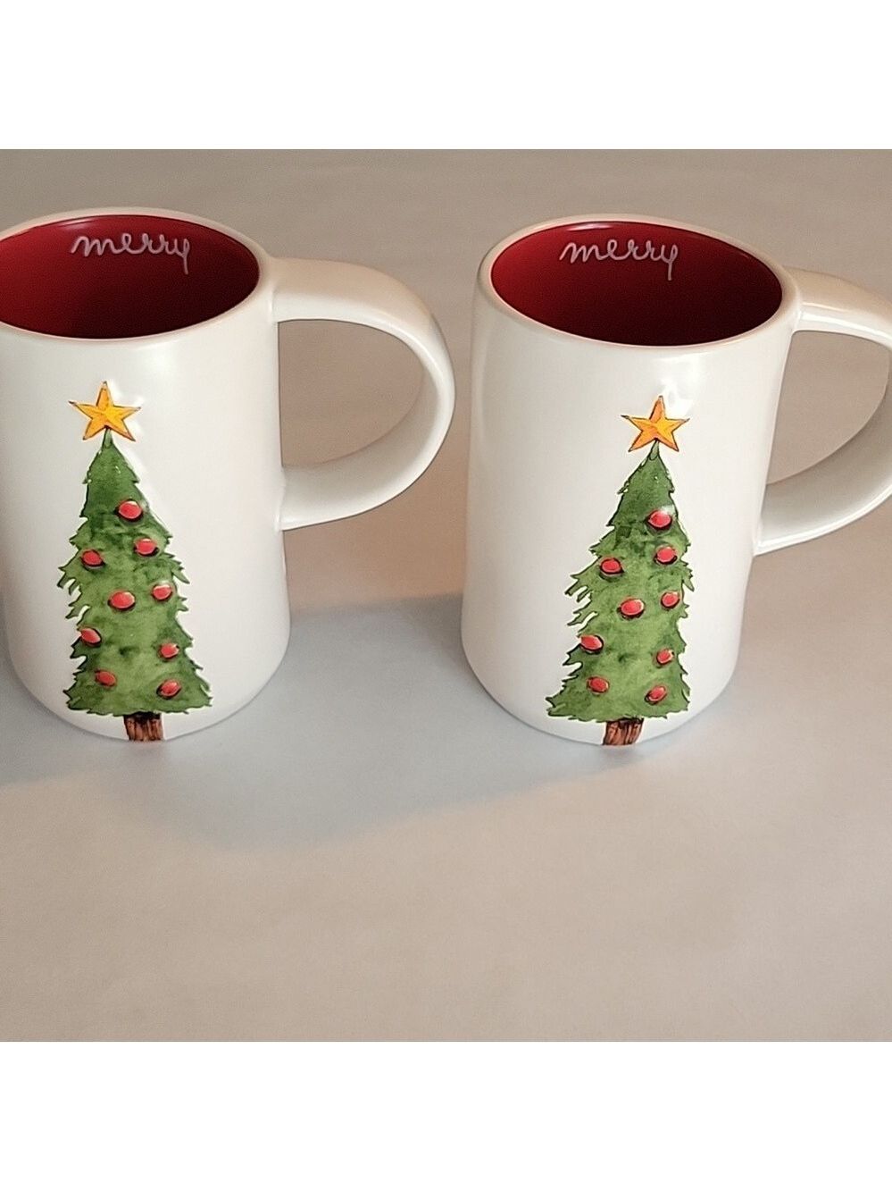 Pair of Christmas Tree Merry Mugs From The Artisan Collection